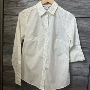 Dalia Collection White Polka Dot Women’s Shirt XS